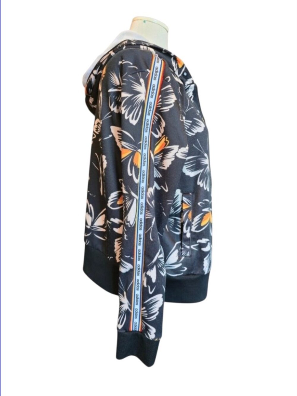 Adidas x Farm Rio Black Butterfly Print Hooded Full Zip Track Jacket, Size XL - Picture 2 of 7